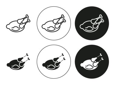 Tavuk simgesi vektör sembolü ya da imza koleksiyonu siyah ve beyaz ana hatlarıyla belirlendi