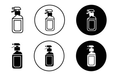 Temizleme sprey ikonu vektör sembolü veya imza koleksiyonu siyah ve beyaz ana hatlarıyla