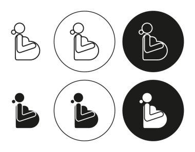 Kadın doğum uzmanı ve jinekolog ikon taşıyıcı sembolü ya da tabela koleksiyonu siyah ve beyaz ana hatlarla