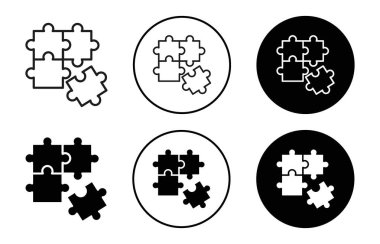 Bulmaca simgesi vektörü sembolü ya da imza koleksiyonu siyah ve beyaz ana hatlarıyla belirlendi