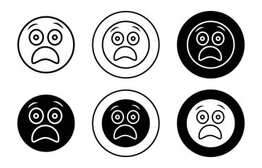 şok emoji simgesi vektör sembolü veya imza koleksiyonu siyah ve beyaz ana hatlarıyla