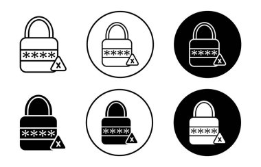 Yanlış parola kodu vektör sembolü ya da imza koleksiyonu siyah ve beyaz ana hatlarıyla ayarlandı