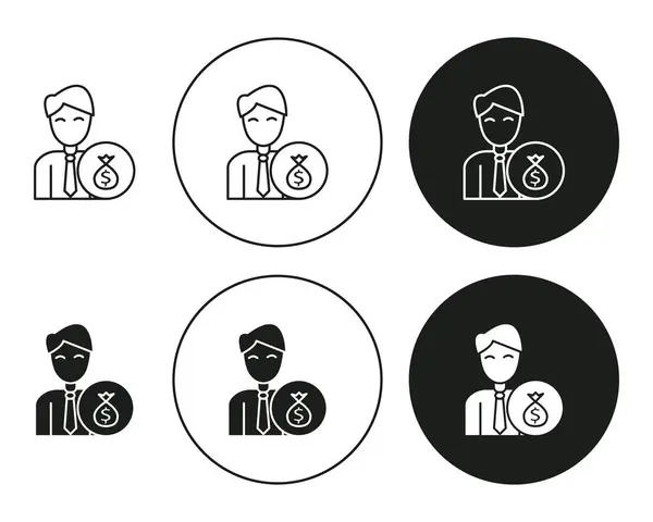 stock vector Investor icon Vector symbol or sign set collection in black and white outline