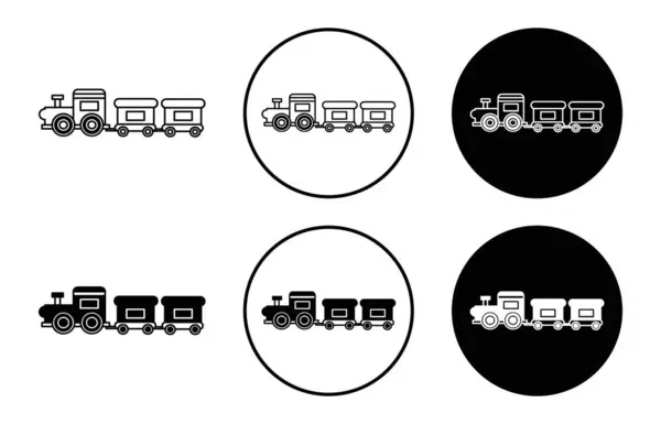 stock vector toy train icon Vector symbol or sign set collection in black and white outline