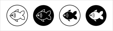 Balık simgesi vektörü sembolü ya da imza koleksiyonu siyah ve beyaz ana hatlarıyla belirlendi