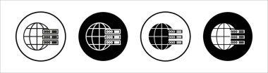 Web sunucu simgesi vektör sembolü veya imza koleksiyonu siyah ve beyaz ana hatlarıyla belirlendi
