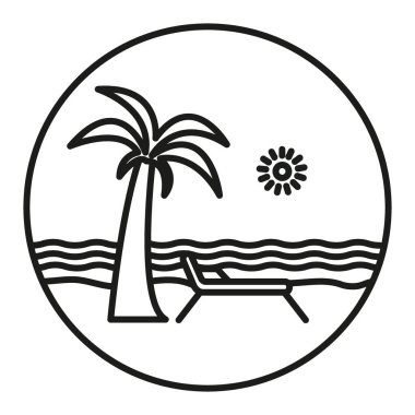 plaj simgesi vektör sembolü ya da imza koleksiyonu siyah ve beyaz ana hatlarıyla belirlendi