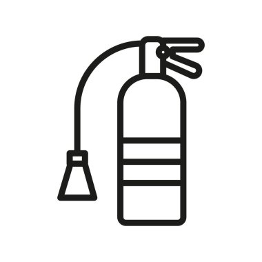 Yangın söndürme simgesi vektörü sembolü veya imza koleksiyonu siyah ve beyaz ana hatlarda