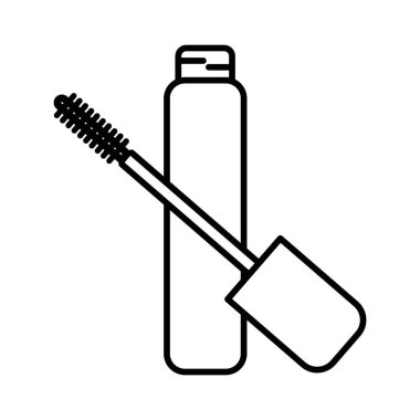 Mascara fırça ikonu vektör sembolü veya imza koleksiyonu siyah ve beyaz ana hatlarıyla belirlendi