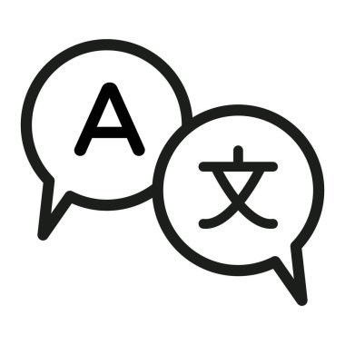 Çevirisi simgesi Vektör sembolü veya imza koleksiyonu siyah ve beyaz ana hatlarıyla belirlendi