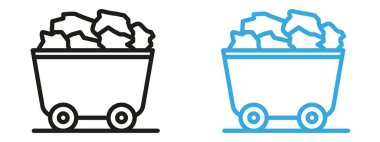 Kömür simgesi vektör sembolü veya imza koleksiyonu siyah ve beyaz ana hatlarla çizilmiş bir tramvay