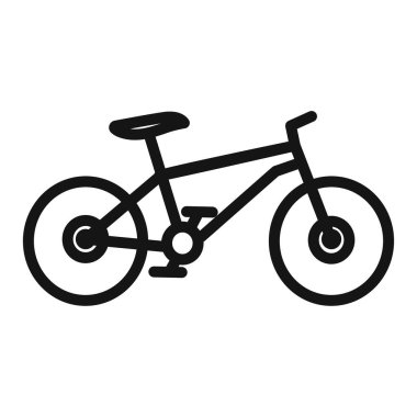 Bisikletli dağ simgesi taşıyıcı sembolü veya imza koleksiyonu siyah ve beyaz ana hatlarla