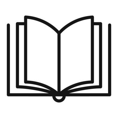 Kitap simgesi simgesi işaret vektörü ana hatları siyah ve beyaz