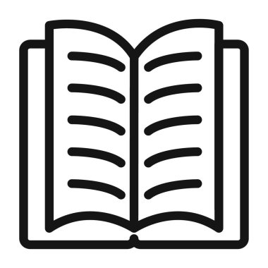 Kitap simgesi simgesi işaret vektörü ana hatları siyah ve beyaz