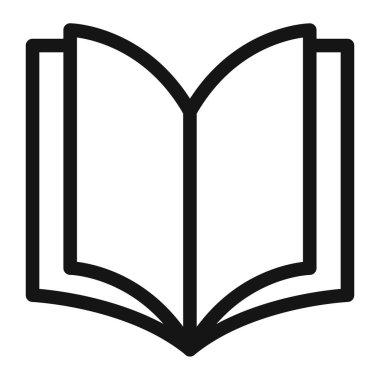 Kitap açık simge vektörü sembolü ya da imza koleksiyonu siyah ve beyaz ana hatlarda