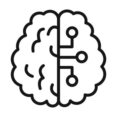 Beyin devresi simgesi Vektör sembolü veya imza koleksiyonu siyah ve beyaz ana hatlarıyla belirlendi