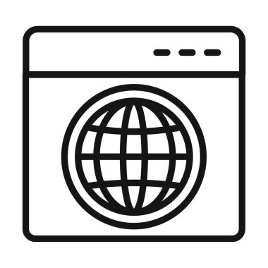 Tarayıcı simgesi logo işareti vektör ana hatları siyah ve beyaz