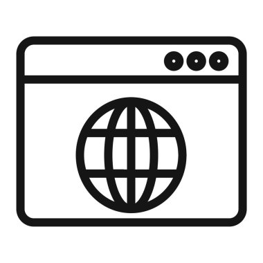 Tarayıcı simgesi Vektör sembolü veya imza koleksiyonu siyah ve beyaz ana hatlarıyla belirlendi