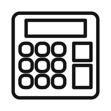 Hesap makinesi simgesi vektör sembolü ya da imza koleksiyonu siyah ve beyaz ana hatlarıyla ayarlandı