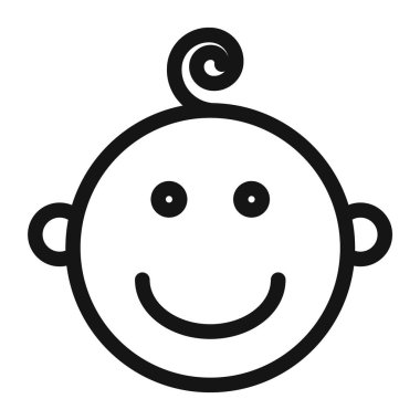 Çocuk baş ikon vektör sembolü veya imza koleksiyonu siyah ve beyaz ana hatlarıyla belirlendi