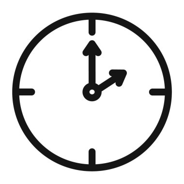 Saat iki simge vektör sembolü veya imza koleksiyonu siyah ve beyaz ana hatlarıyla belirlendi