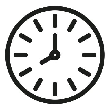 Saat simgesi logo işareti vektör çizgisi siyah ve beyaz renkte