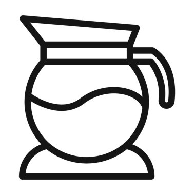 Kahve demliği simgesi vektörü sembolü ya da imza koleksiyonu siyah ve beyaz ana hatlarıyla