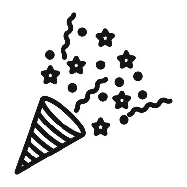 Konfeti simgesi Vektör simgesi ya da imza koleksiyonu siyah ve beyaz ana hatlarıyla belirlendi