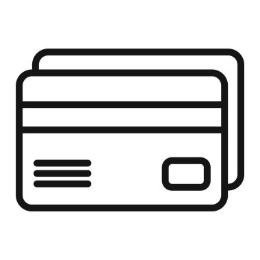 Kredi kartı simgesi vektör simgesi veya imza koleksiyonu siyah ve beyaz ana hatlarıyla belirlendi