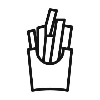 Patates kızartması simgesi vektör sembolü veya imza koleksiyonu siyah ve beyaz ana hatlarla ayarlandı