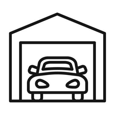 Garaj simgesi vektör sembolü ya da imza koleksiyonu siyah ve beyaz ana hatlarıyla belirlendi