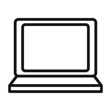 Dizüstü bilgisayar simgesi vektörü sembolü ya da imza koleksiyonu siyah ve beyaz ana hatlarıyla belirlendi