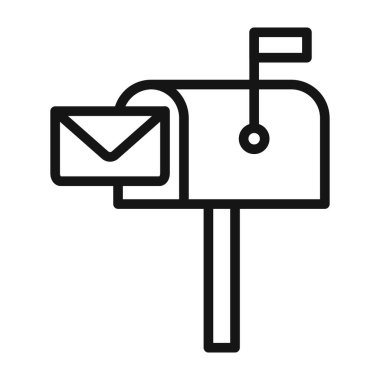 Posta kutusu simgesi Vektör sembolü veya imza koleksiyonu siyah ve beyaz ana hatlarıyla belirlendi