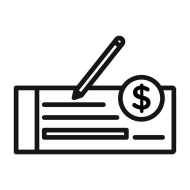 Para denetimi simgesi vektörü sembolü veya imza koleksiyonu siyah ve beyaz ana hatlarıyla ayarlandı