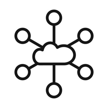 Ağ Bulut Vektörü sembolü veya imza koleksiyonu siyah ve beyaz ana hatlarıyla belirlendi