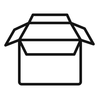 Kutu Simgesi Vektör simgesini aç ya da siyah ve beyaz ana hatlarıyla imza koleksiyonunu belirle