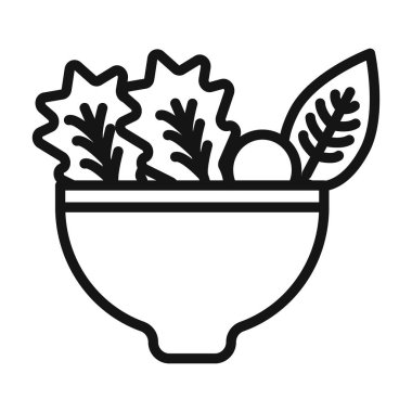 Salata simgesi vektörü sembolü ya da imza koleksiyonu siyah ve beyaz ana hatlarıyla belirlendi