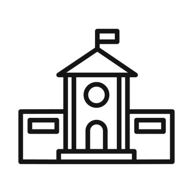 Okul simgesi simgesi işareti vektör ana hatları siyah ve beyaz