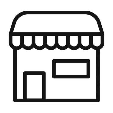 Dükkan simgesi logo işareti vektör ana hatları siyah ve beyaz