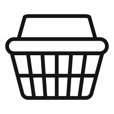 Alışveriş sepeti simgesi vektör simgesi ya da imza koleksiyonu siyah ve beyaz ana hatlarla ayarlanıyor