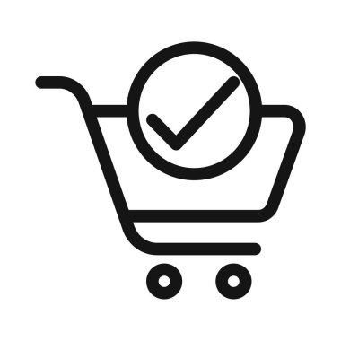 Alışveriş arabası simge vektör simgesi veya imza koleksiyonu siyah ve beyaz ana hatlarıyla kontrol ediliyor