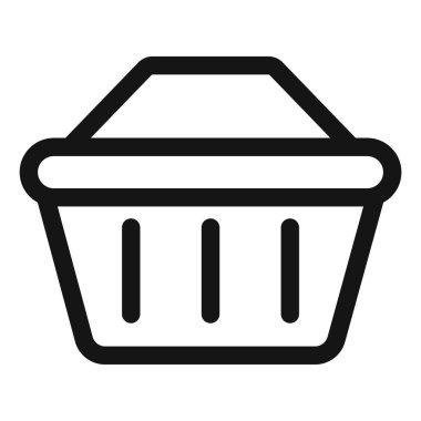 Alışveriş sepeti simgesi simgesi simgesi işareti siyah ve beyaz olarak ana hatları