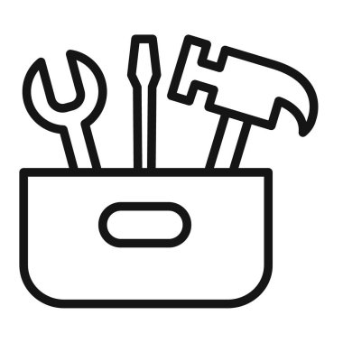 Araç Kutusu Simgesi Vektör sembolü veya imza koleksiyonu siyah ve beyaz ana hatlarıyla belirlendi