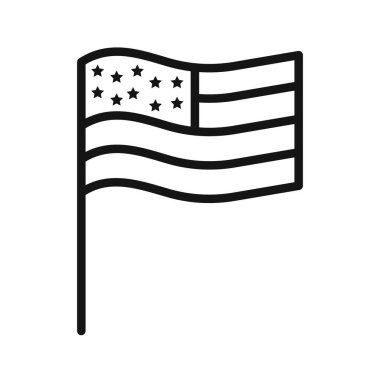 ABD bayrak ikonu vektör sembolü veya imza koleksiyonu siyah ve beyaz ana hatlarıyla belirlendi