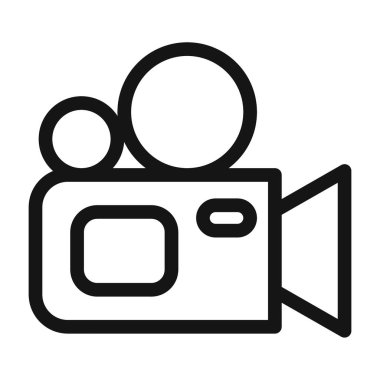 Video kamera simgesi logo işareti vektör ana hatları siyah ve beyaz