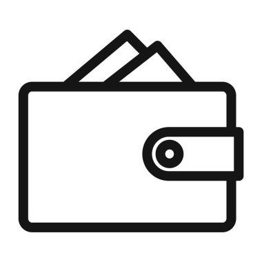 Cüzdan simgesi logo işareti vektör ana hatları siyah ve beyaz