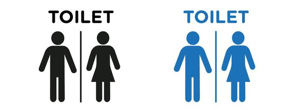 Toilet icon Vector symbol or sign set collection in black and white outline