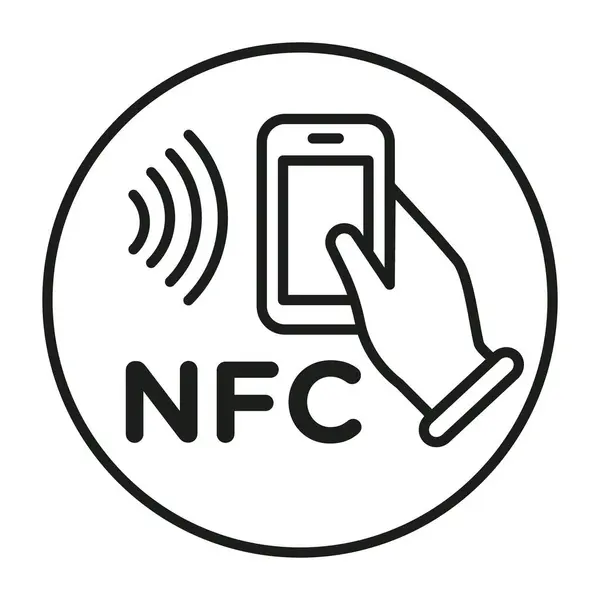 NFC iletişim simgesi taşıyıcı simgesi veya imza koleksiyonu siyah ve beyaz ana hatlarıyla belirlendi
