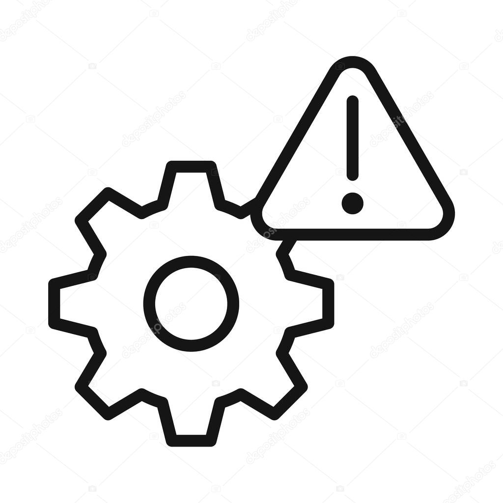 Technical warning icon Vector symbol or sign set collection in black and white outline