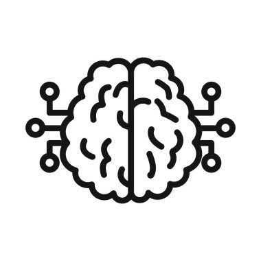 Yapay Zeka Simgesi Vektör sembolü ya da imza koleksiyonu siyah ve beyaz ana hatlarıyla belirlendi